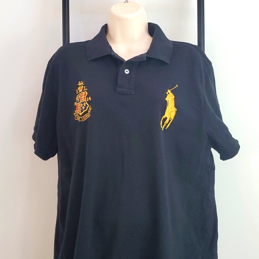 Polo Ralph Lauren big pony slim fit polo crest logo black men size XL